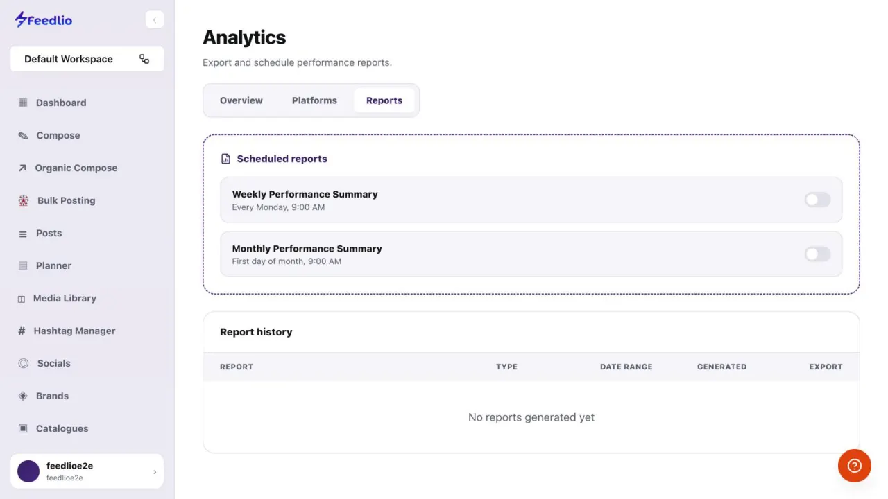 Screenshot: Automatic reports