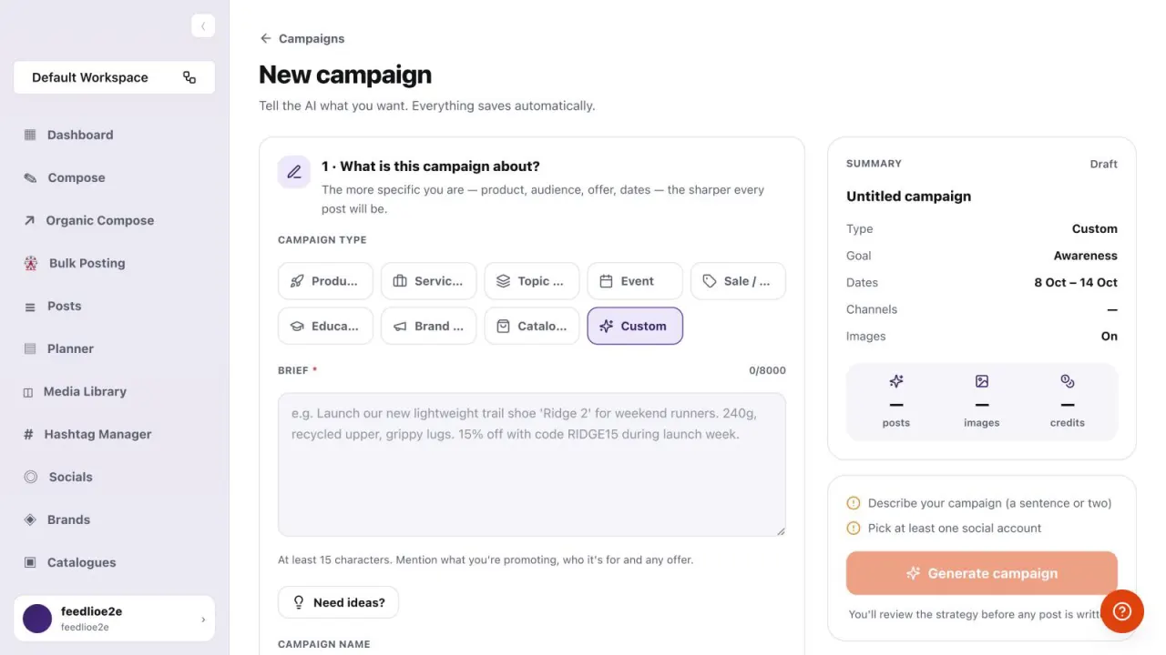 Screenshot: Write the brief
