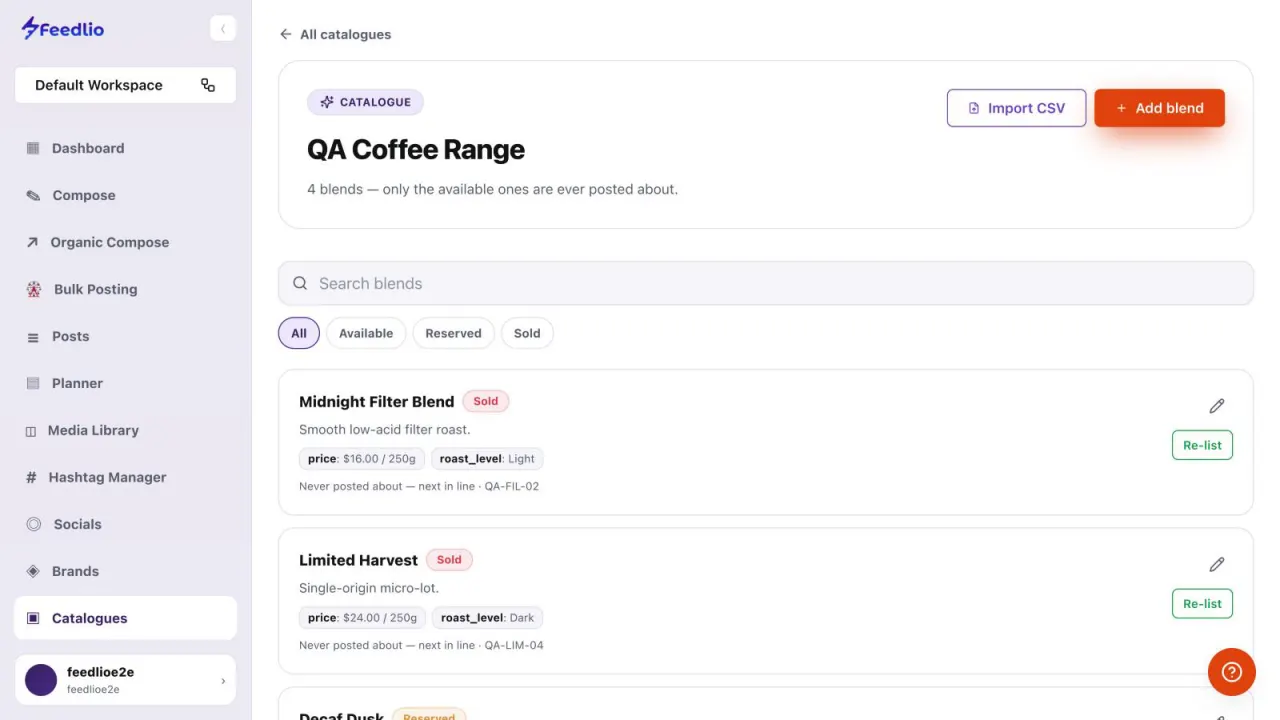 Screenshot: Add your items