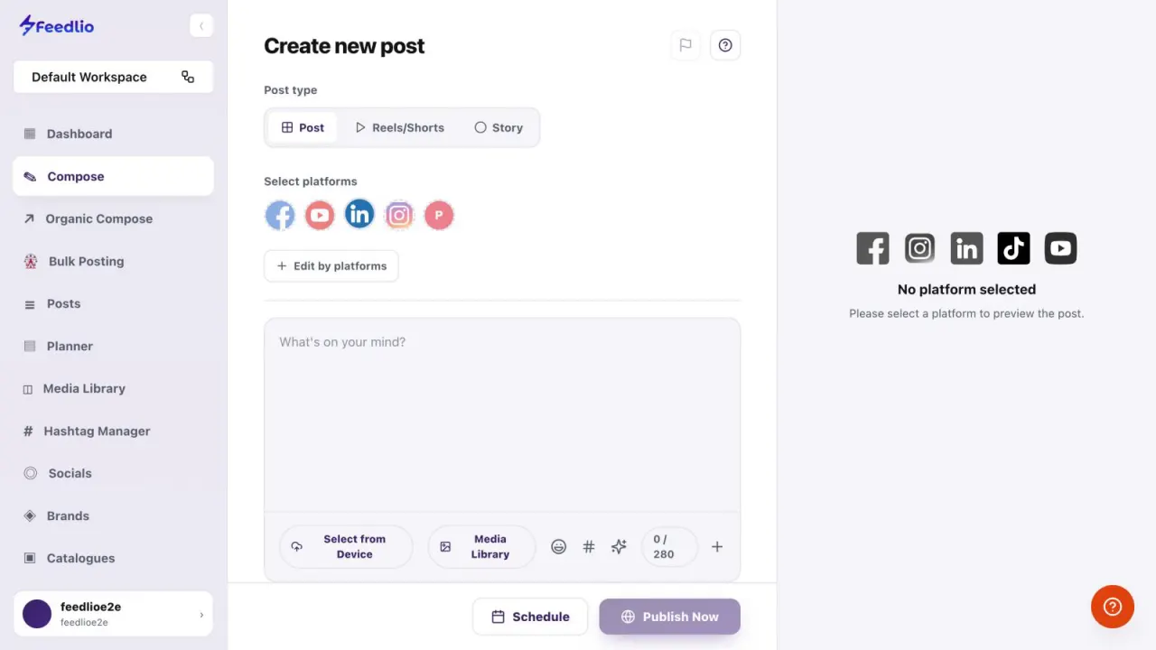 Screenshot: Pick a post type