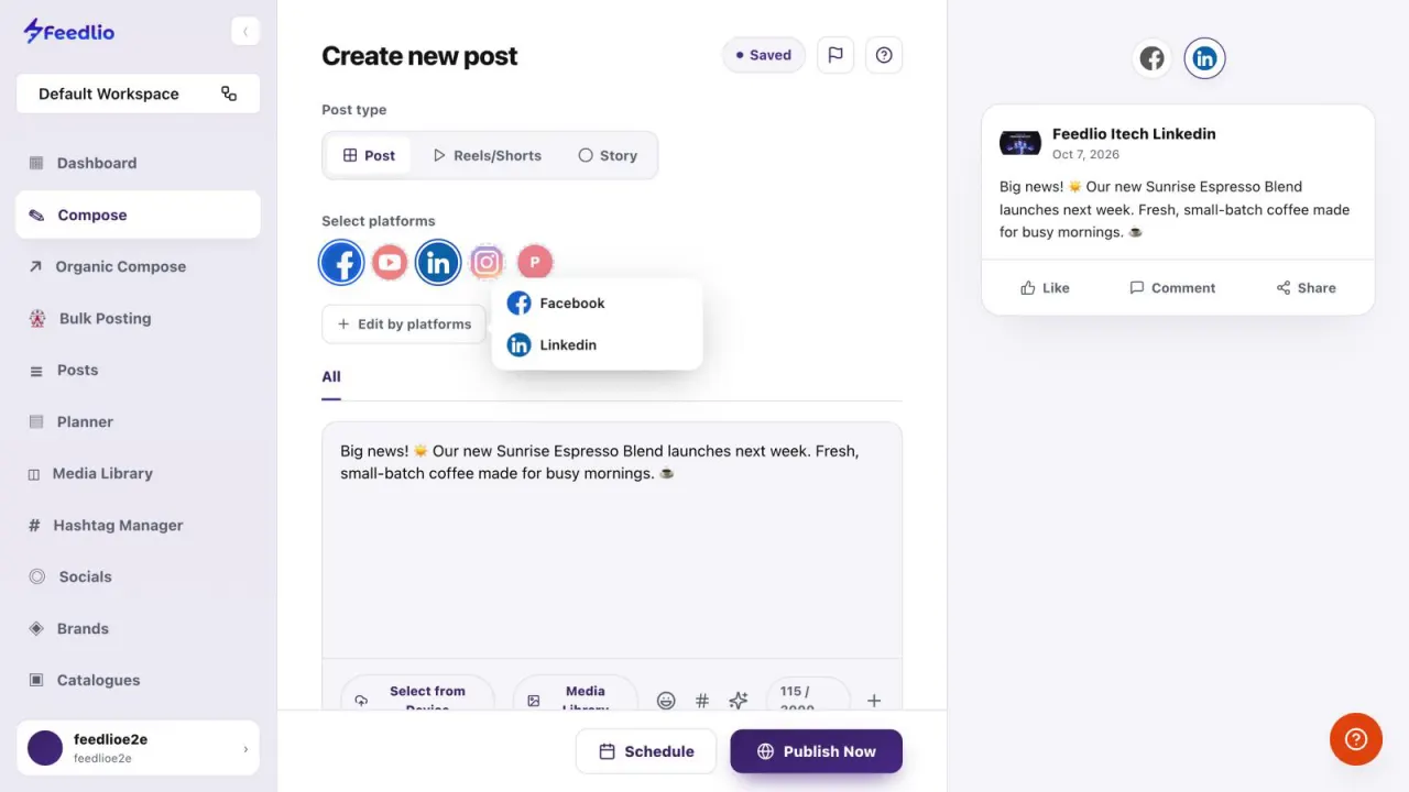 Screenshot: Tailor per platform