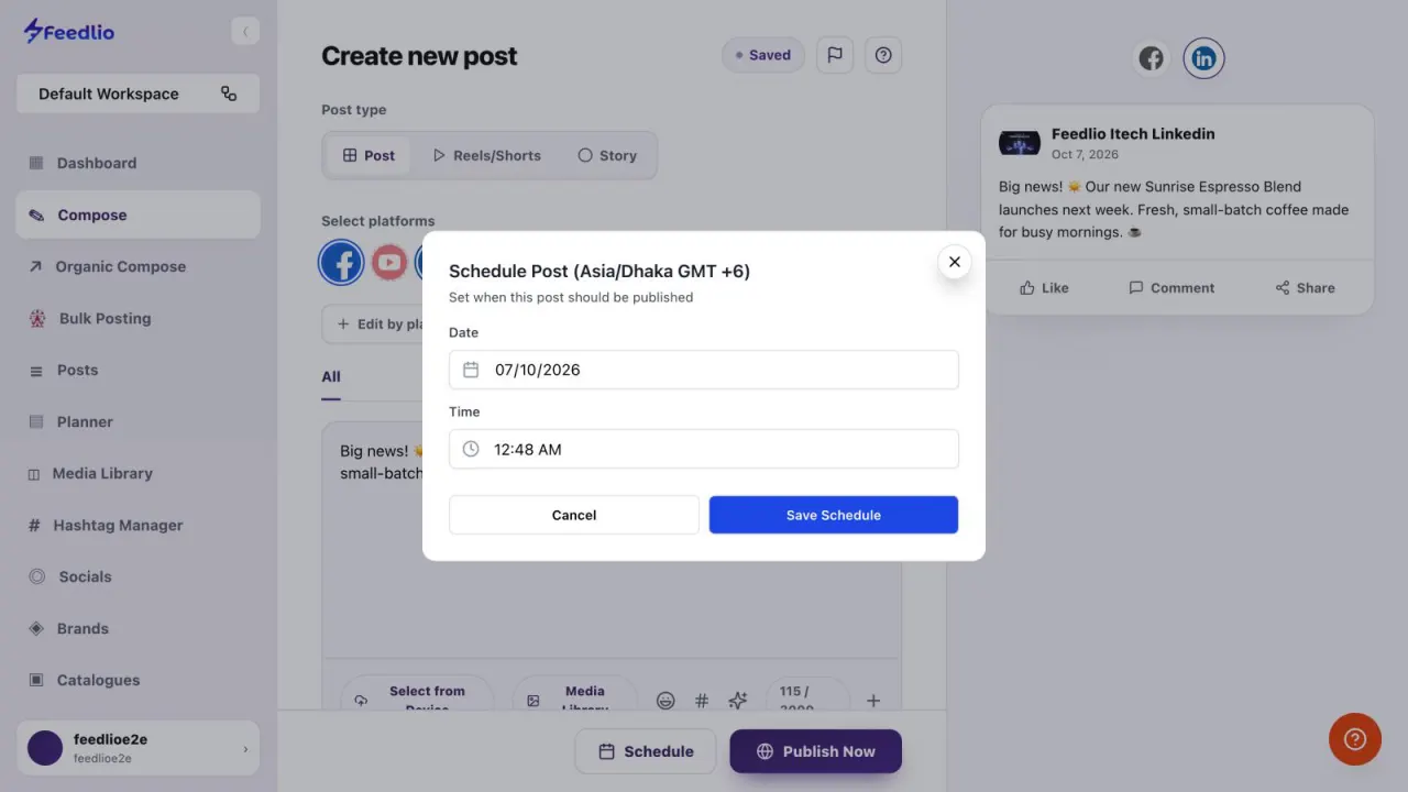 Screenshot: Schedule it