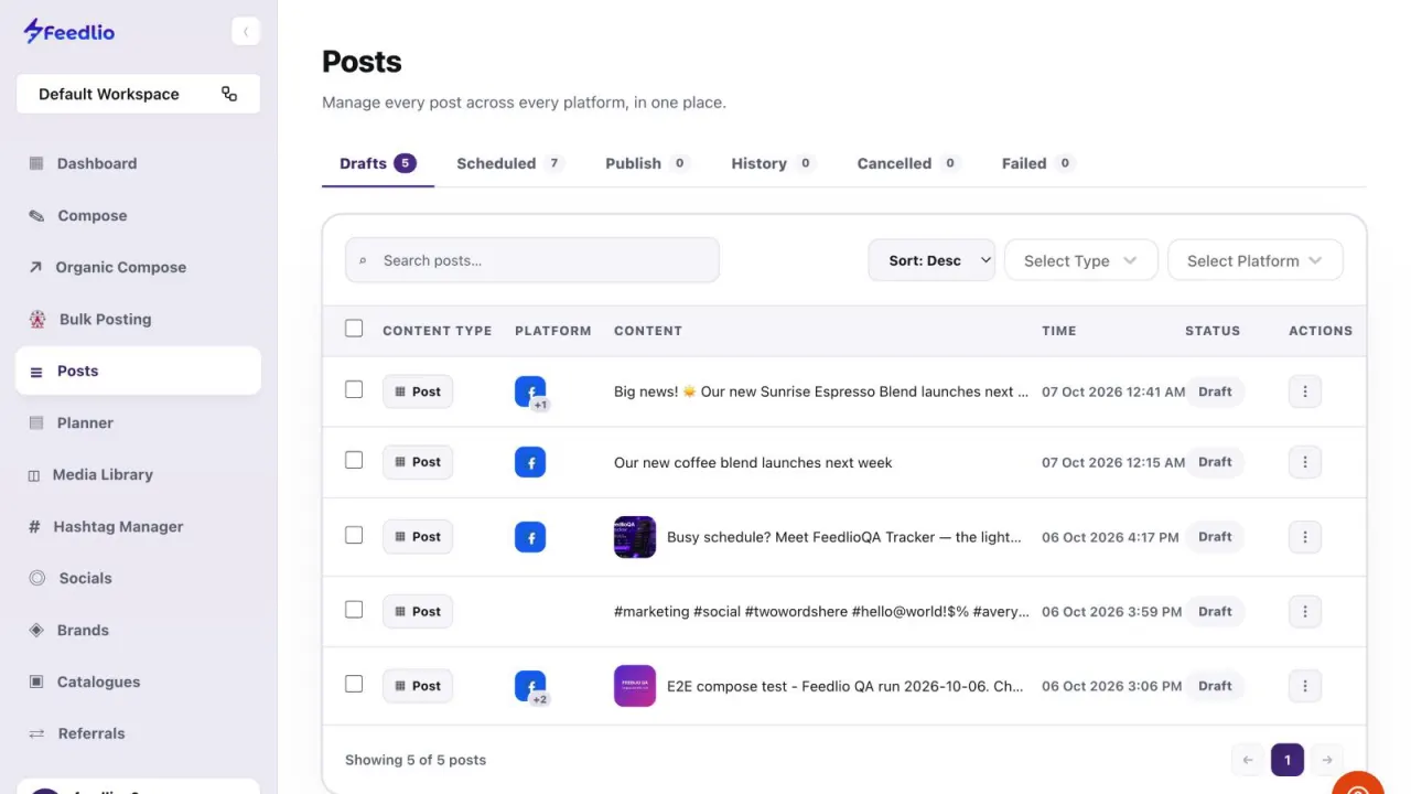 Screenshot: Drafts auto-save