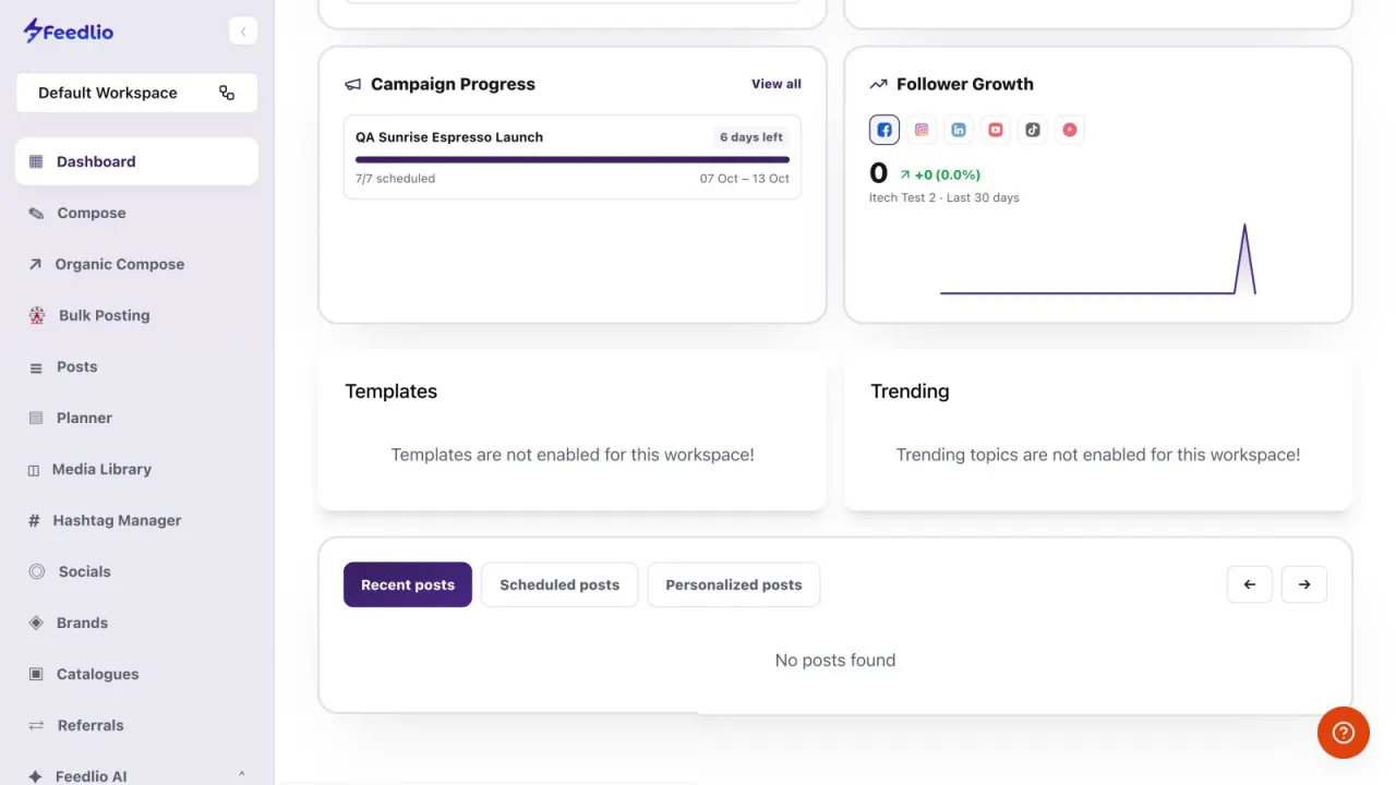 Screenshot: Recent & scheduled posts