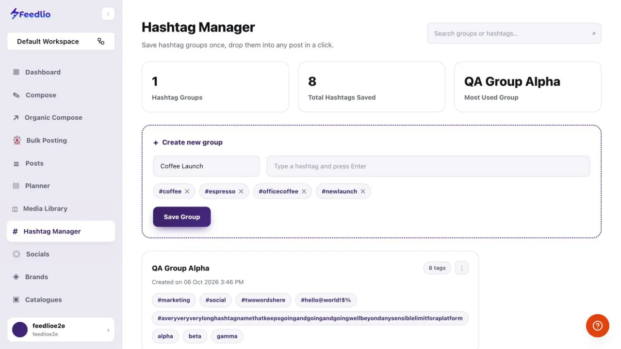 Screenshot: Your hashtag stats