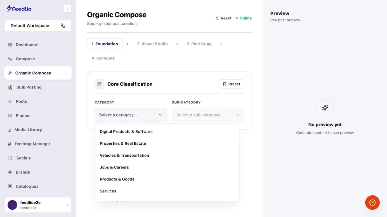 Screenshot: Four guided steps