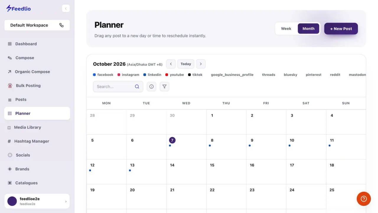 Screenshot: Week or month